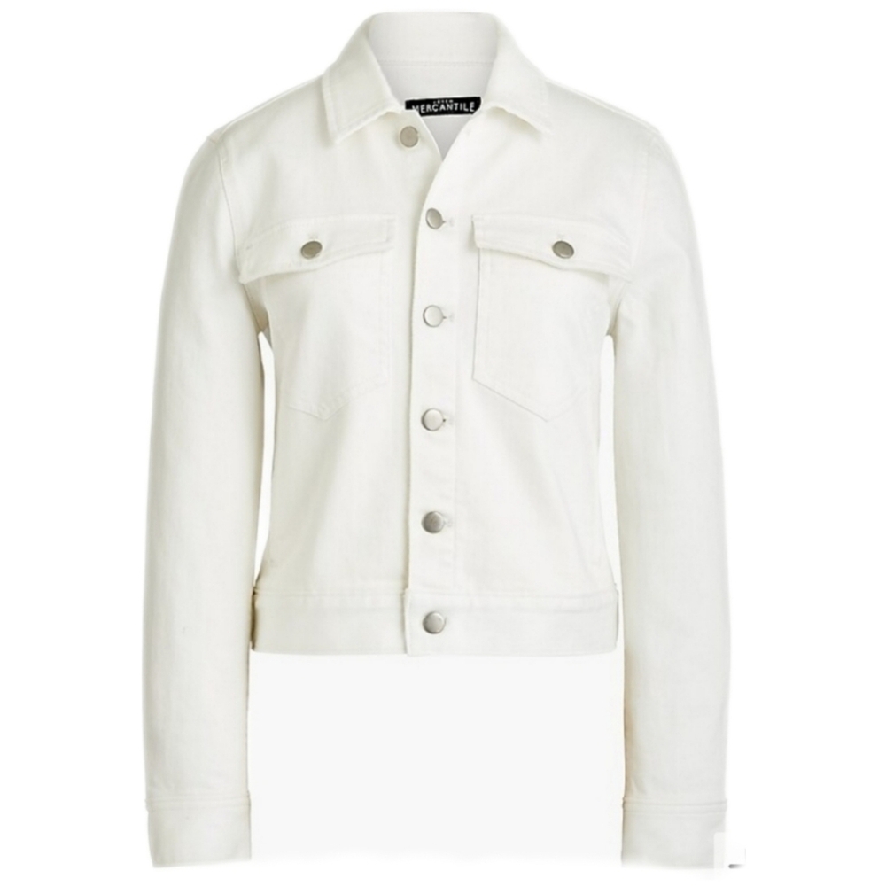J Crew Factory Stretch Denim Jacket in Chalk Size XS